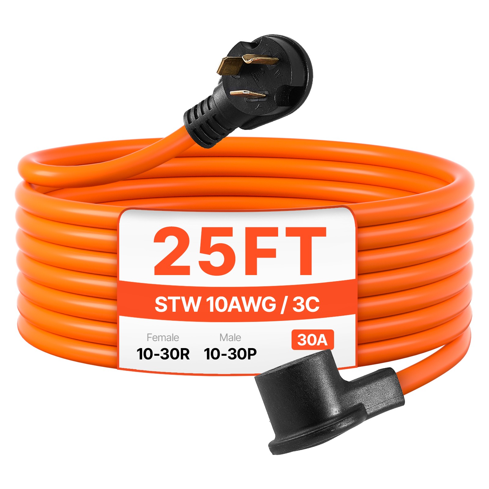 25 ft Dryer Extension Cord 3-Prong NEMA 10-30P to 10-30R Dryer Cord 30A