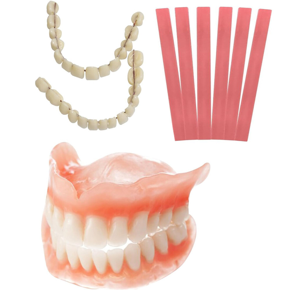 2 Set DIY Dentures Fake Teeth Kits Top and Bottom Dentures Temporary Fake Teeth