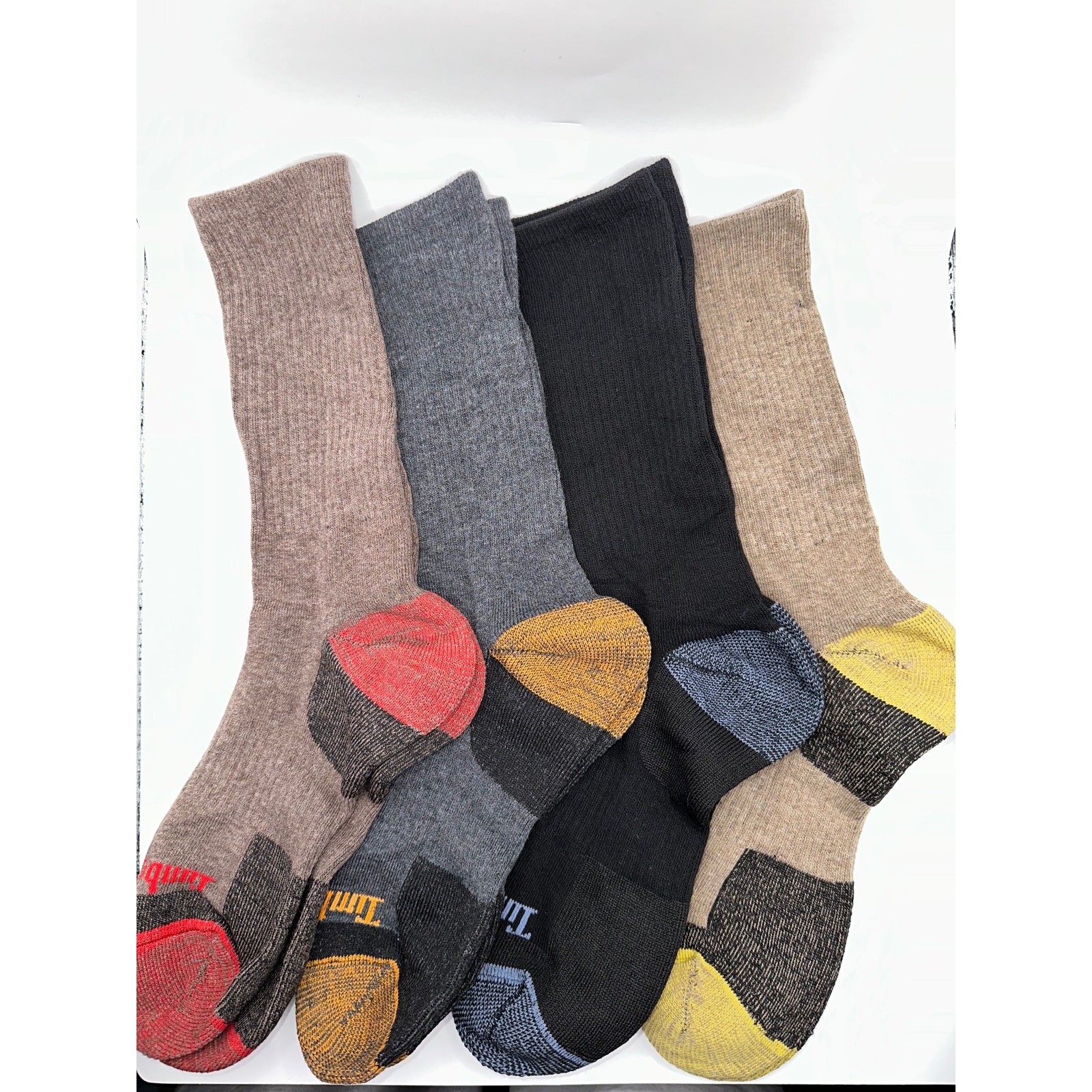 Timberland Unisex Cushioned Crew Socks 4 Pairs - Wool Blend, Thermal Large