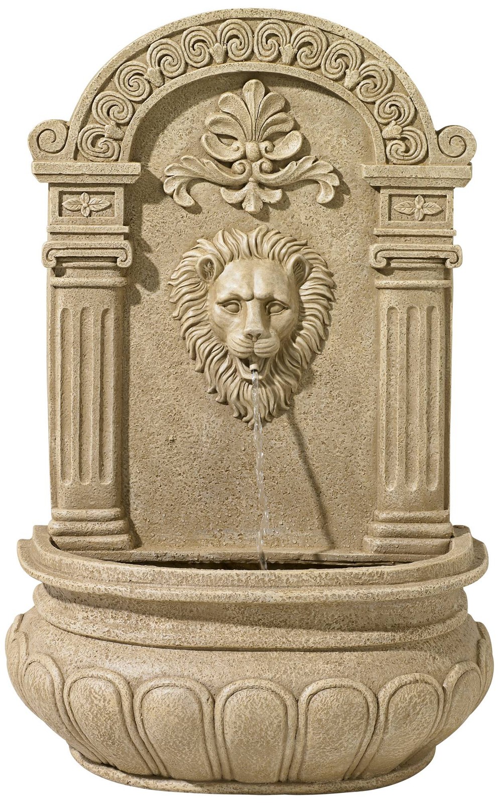 Lion Face Rustic Outdoor Wall Water Fountain 31-inch New