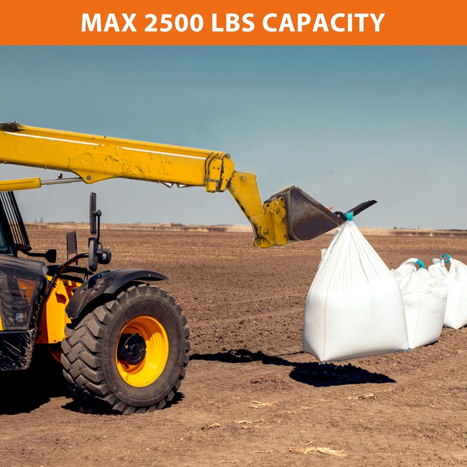 Clamp on Debris Pallet Forks to 48" Bucket 2500lbs Heavy Duty 5 Fork Tines