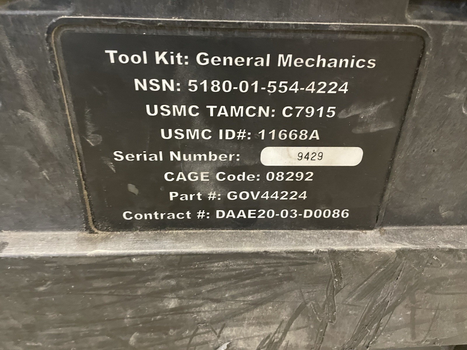 ARMSTRONG MILITARY TOOL KIT SET GENERAL MECHANIC USMC GMTK with Top Tray