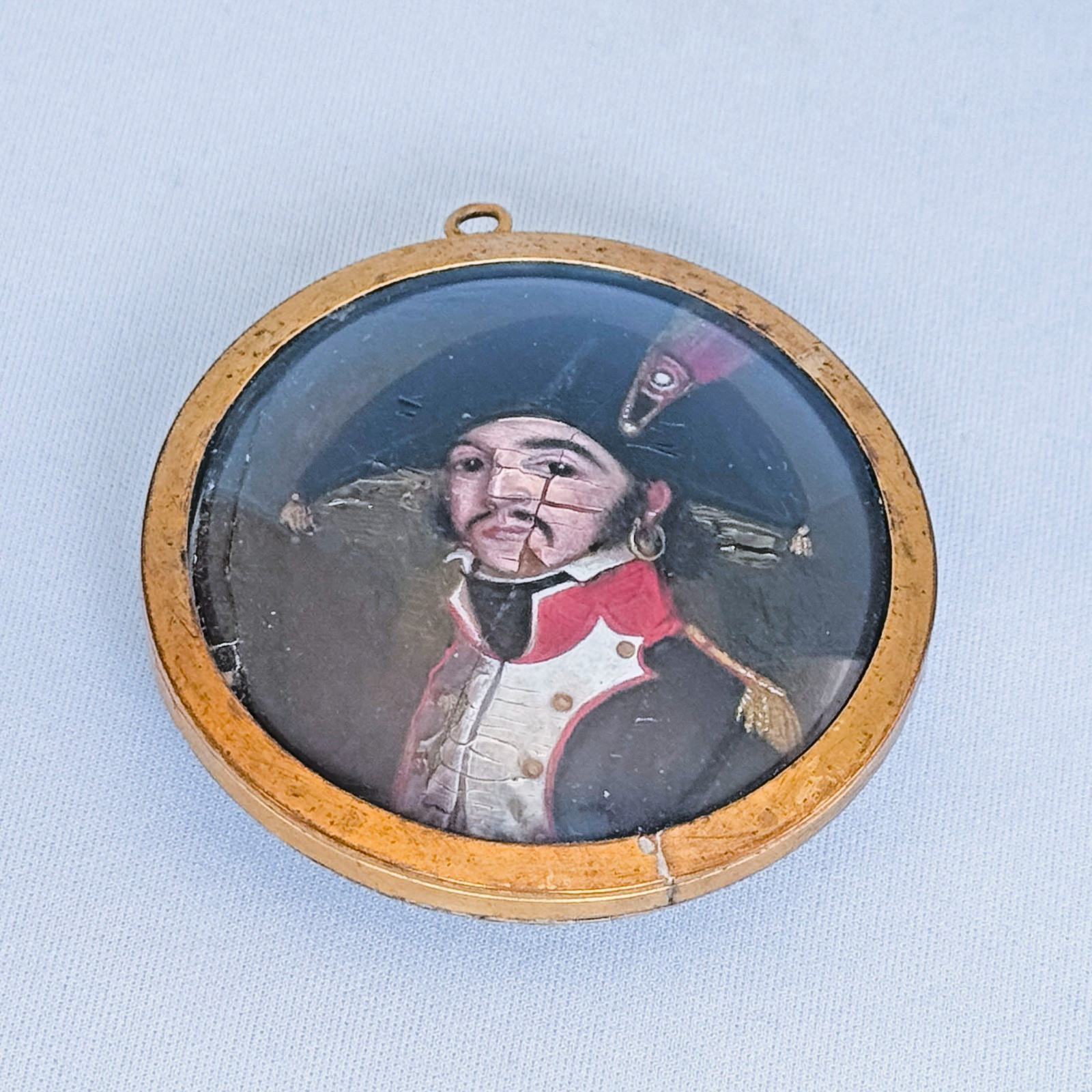 Rare Original 18thC Hand Painted Portrait Soldier French Revolution