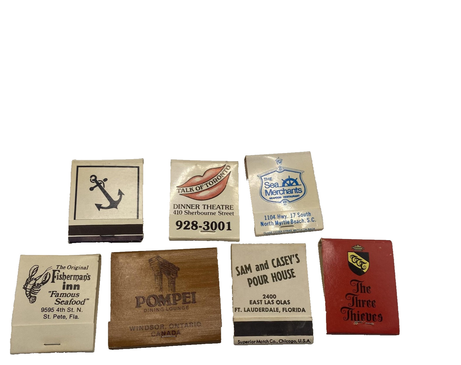 Vintage Restaurant Bar Advertising Matchbooks Lot Of 7 Assorted USA Restaurants