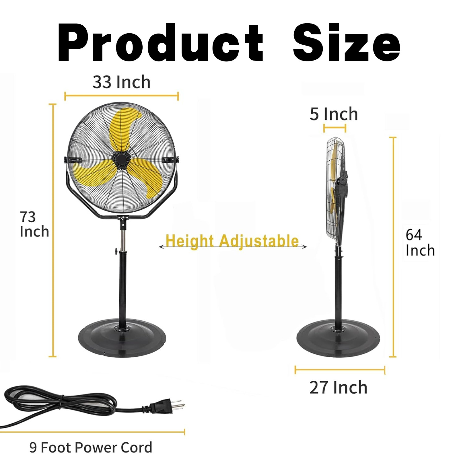 30" Pedestal Fan, Powerful Heavy Duty, Commercial Fan for Warehouses, Factories