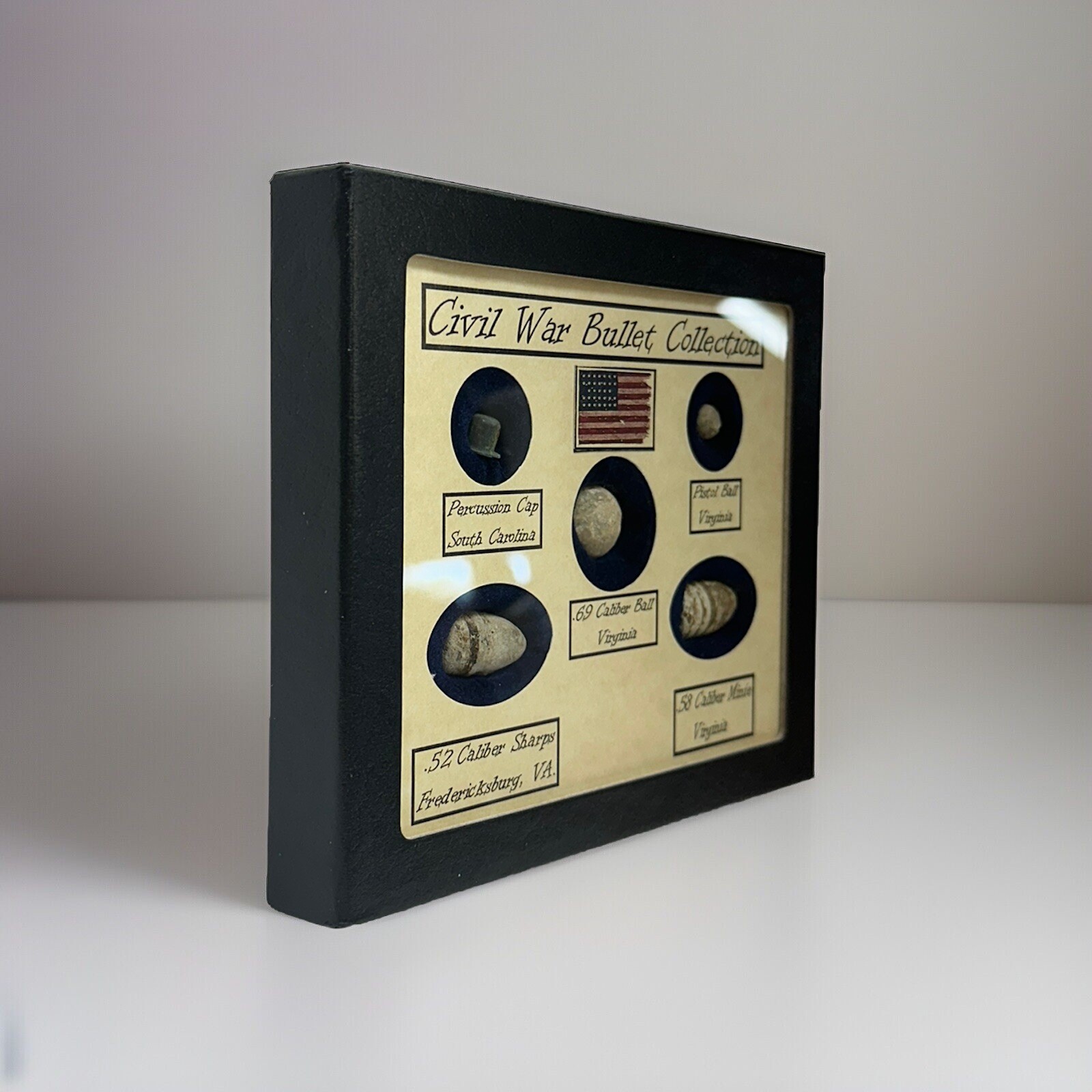 American Civil War Starter Collection Bullets in Display Case (5 Piece) with COA