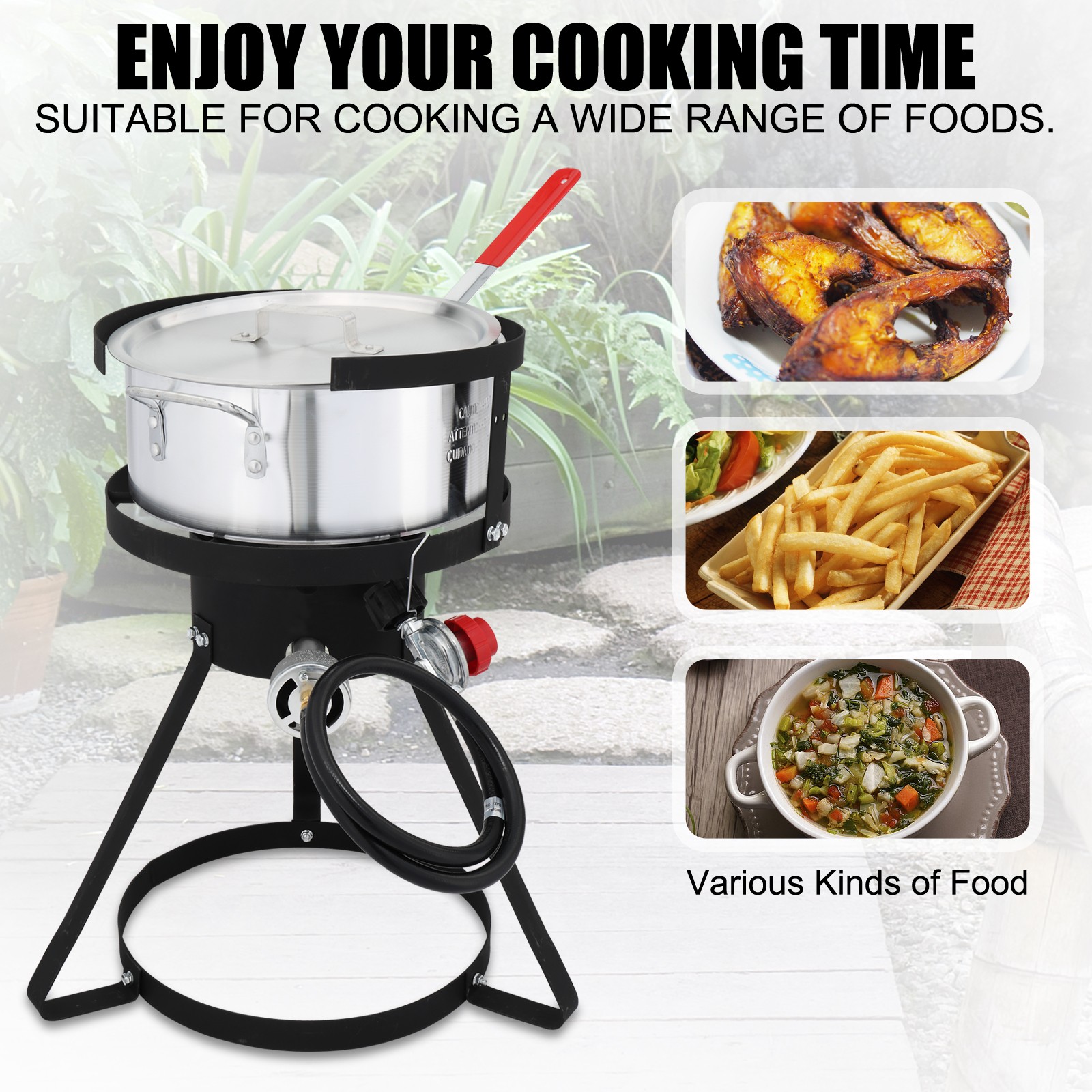 Propane 10QT Fish Fryer Boiler Steamer Set 55,000BTU Burner Outdoor Seafood