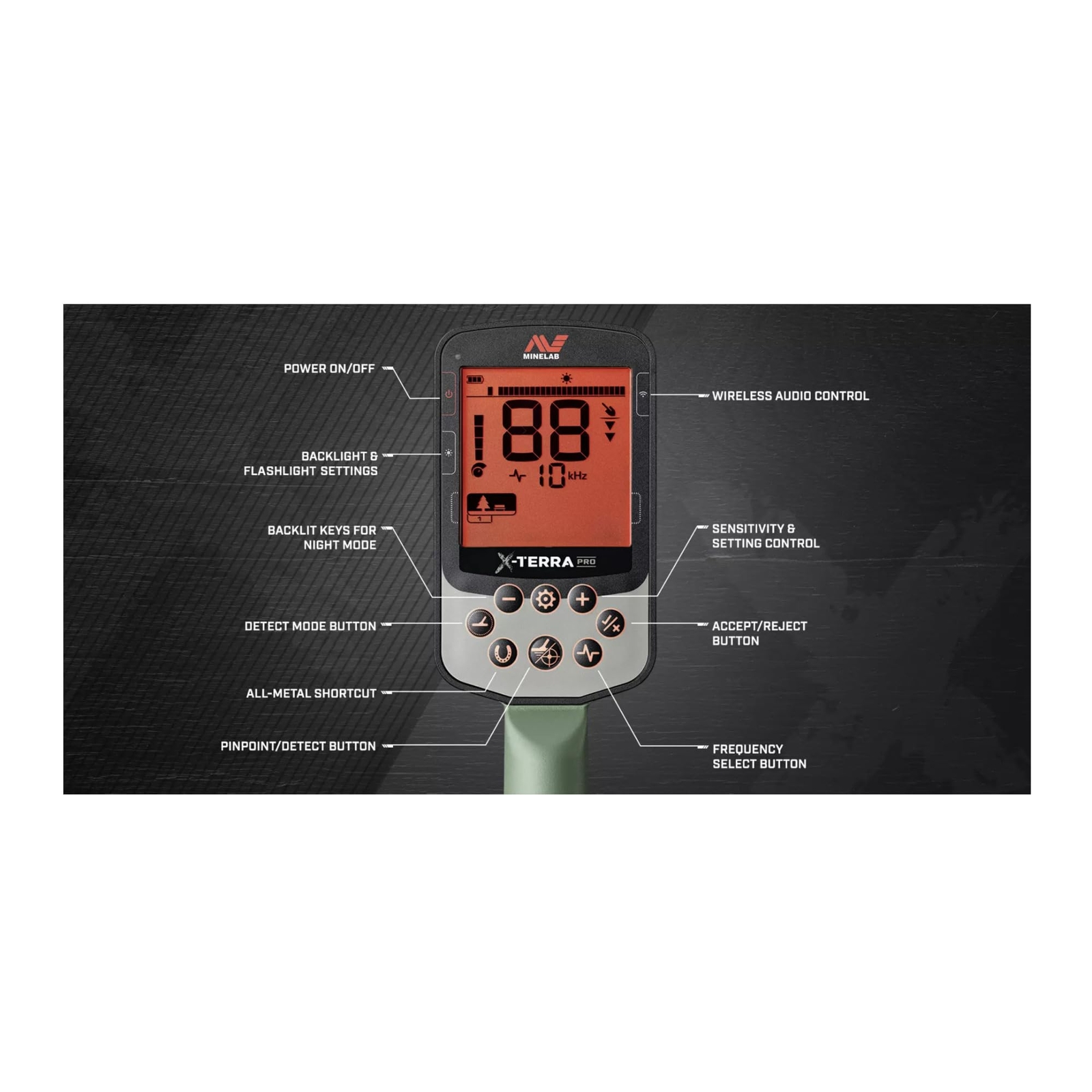 Minelab X-Terra Pro Waterproof Metal Detector Bundle with Case and Pro-Find 15 P