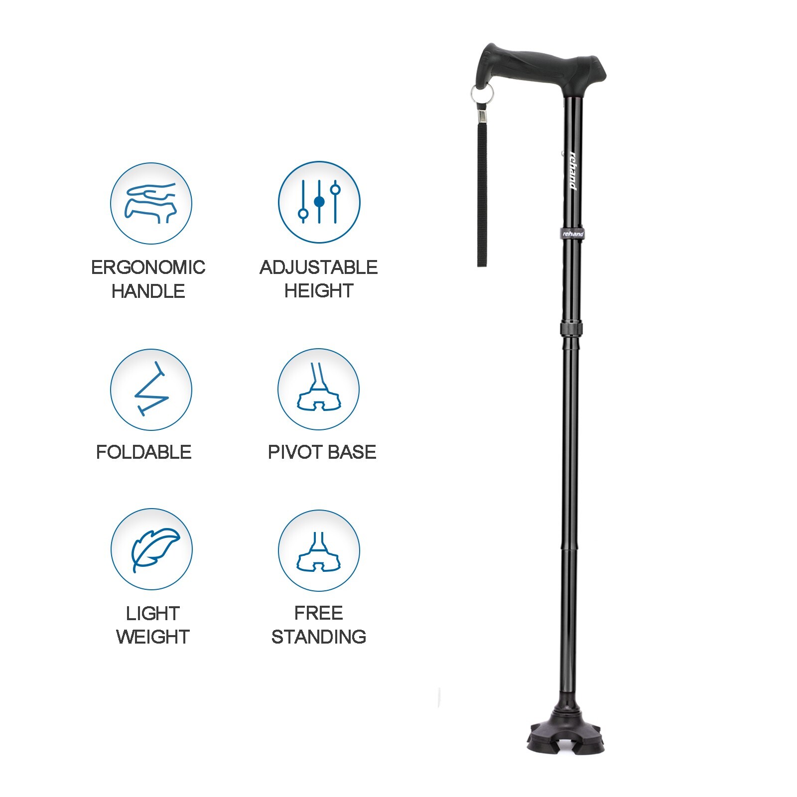 Foldable Walking Cane for Men & Women,Adjustable,Lightweight,Self Standing Pivot