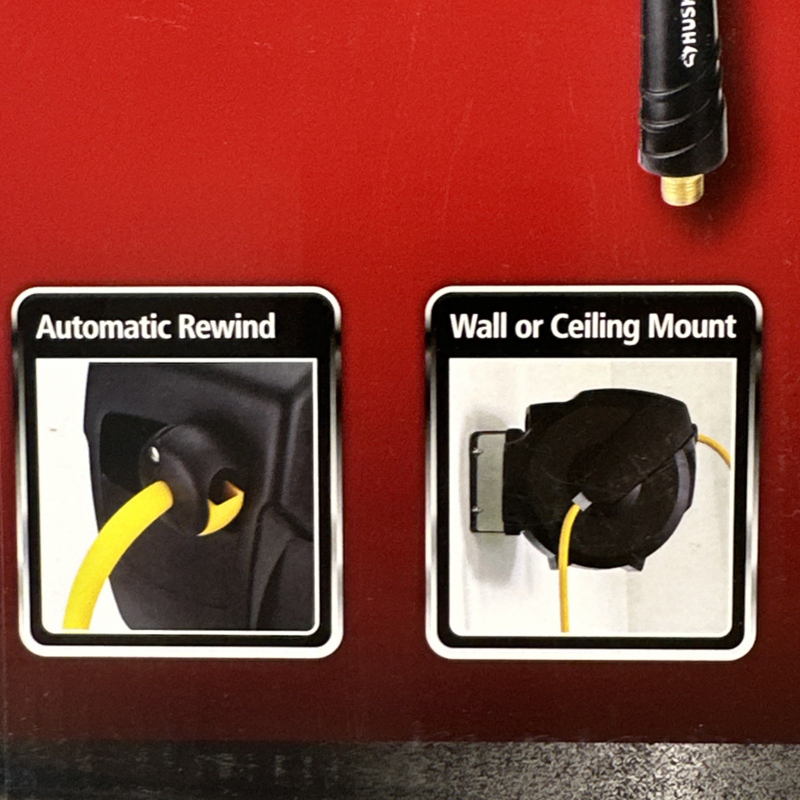 New Husky 3/8 " x 50' Hybrid Air Hose With Self Retracting Enclosed Hose Reel