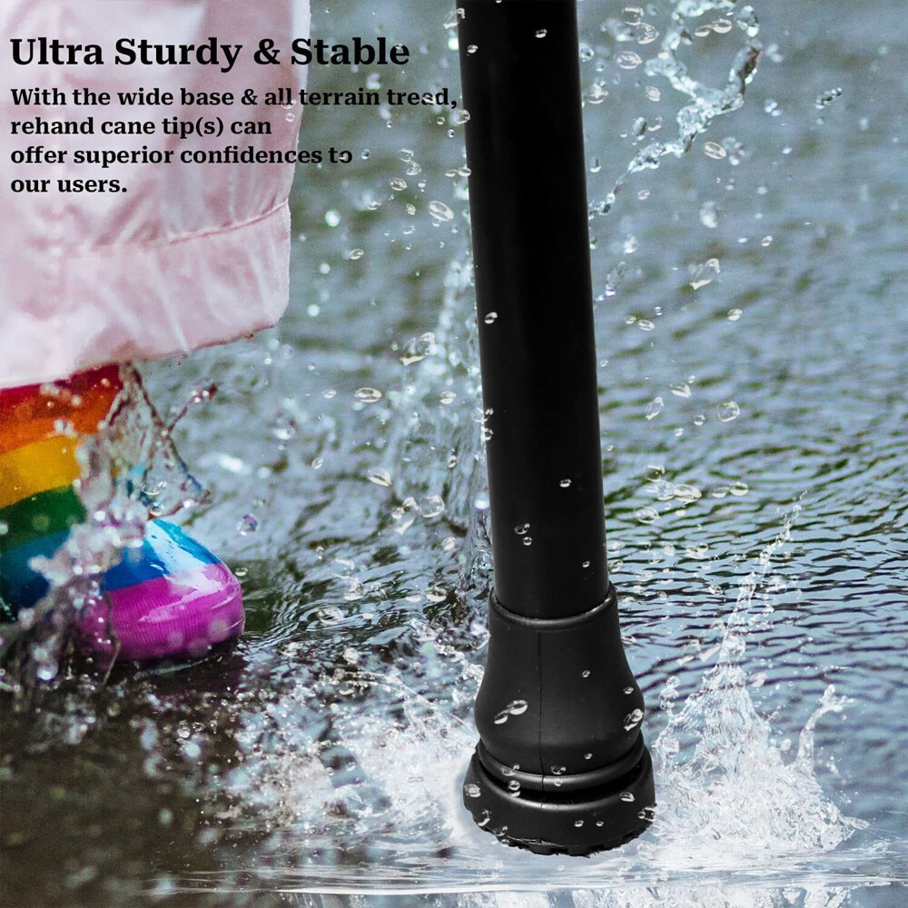 4-Pack Rubber Cane Tips 3/4 Inch Heavy Duty Walking Cane Tips Black Sturdy