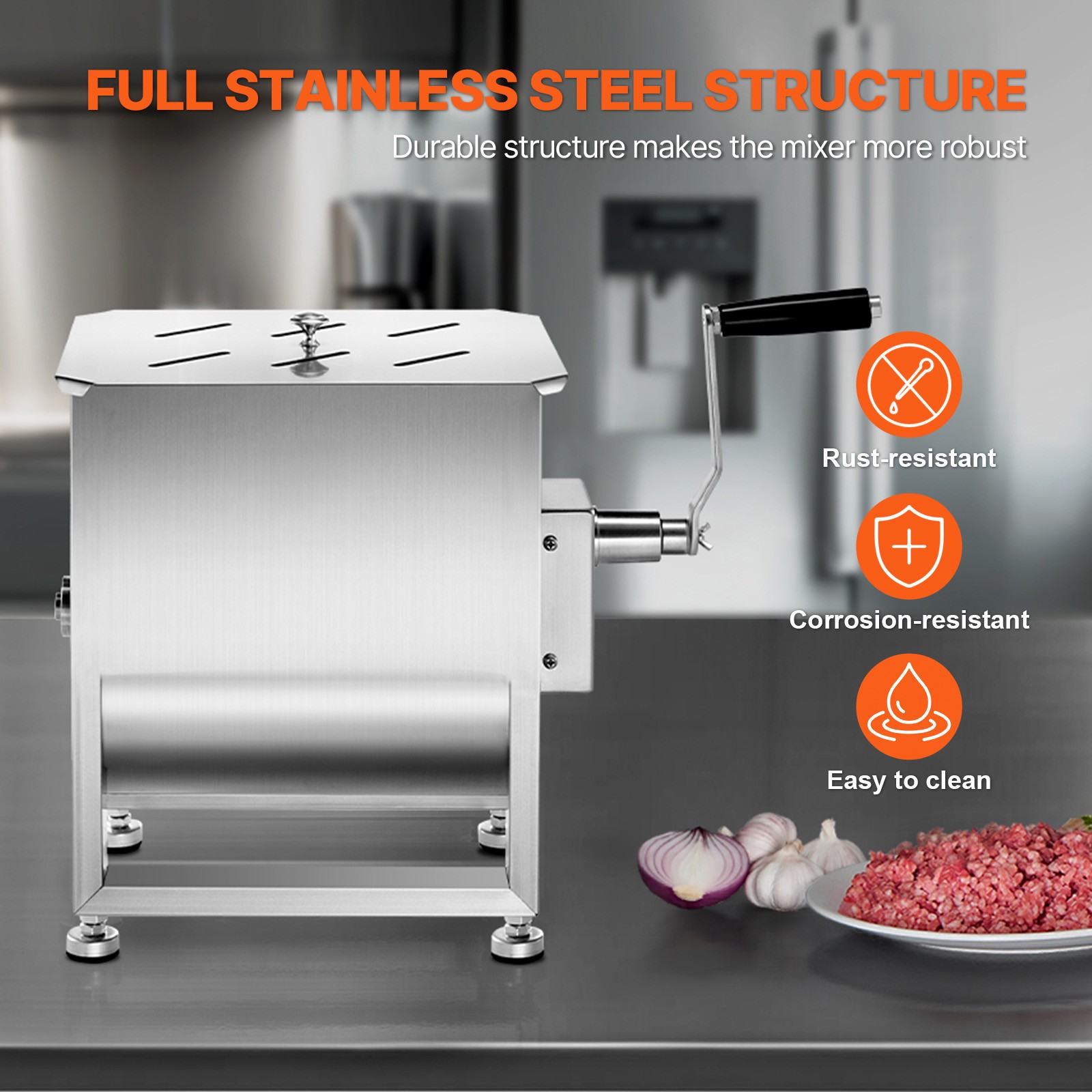 Commercial Manual Meat Mixer 30LB Meat Sausage Hand Mixing Machine Stainless