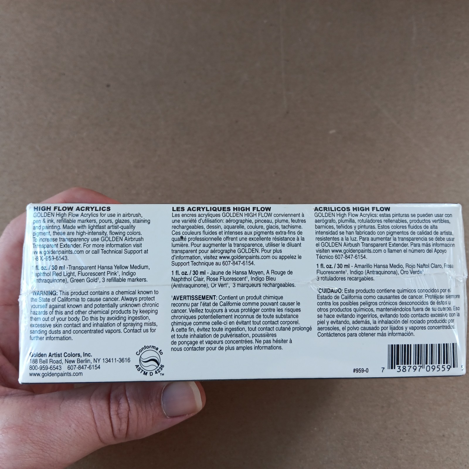 GOLDEN ACRYLIC SET HIGH FLOW 5 COLORS & 3 REFILLABLE MARKERS