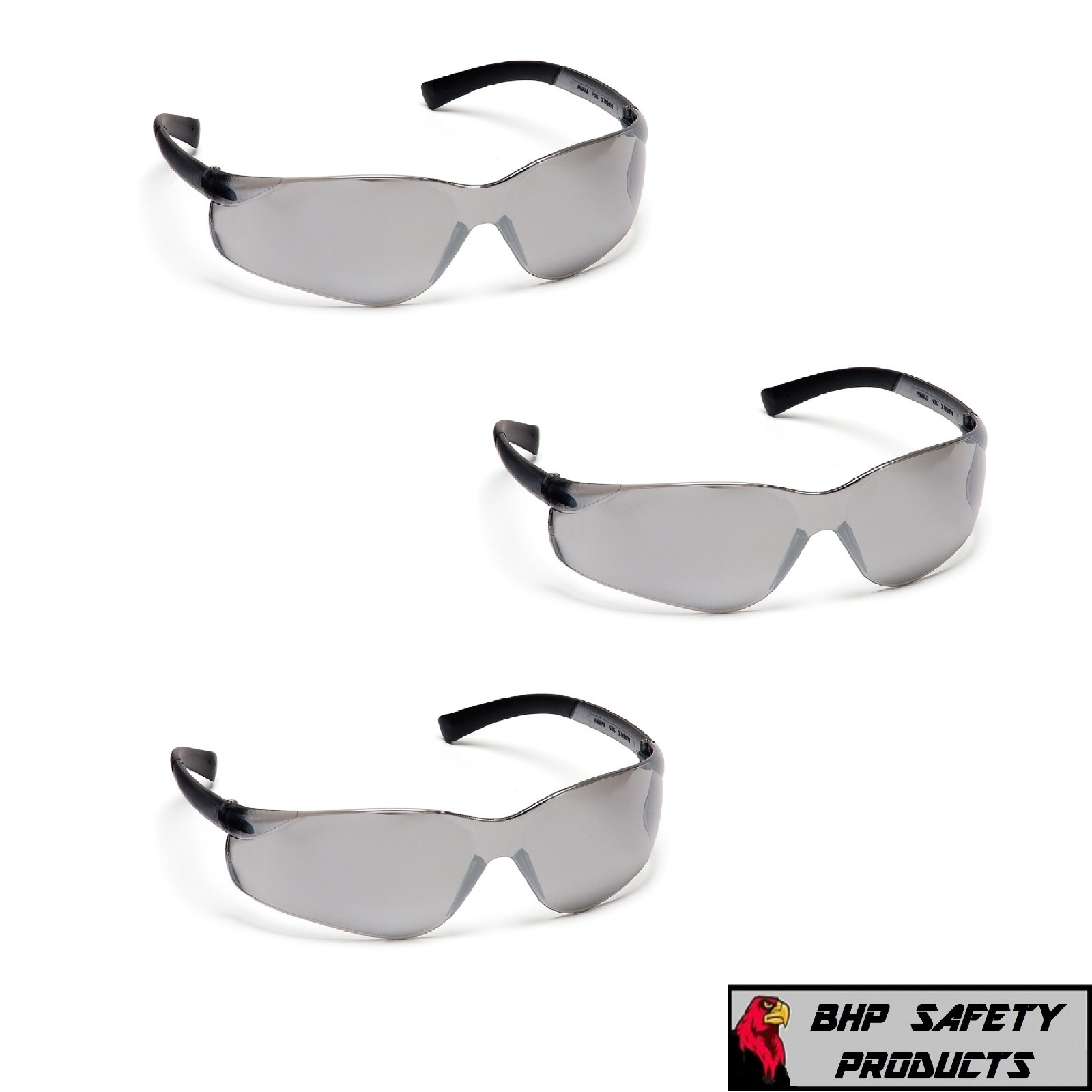 (3 PAIR) PYRAMEX ZTEK SAFETY GLASSES SILVER MIRROR LENS S2570S SUNGLASSES Z87+