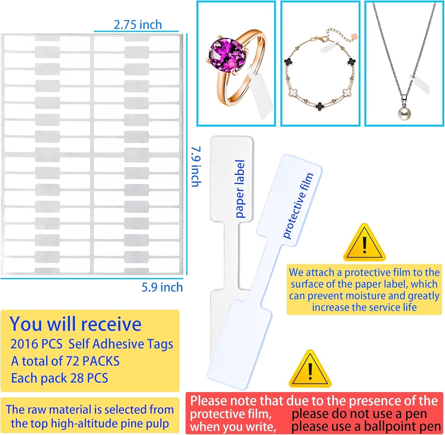 2000 Pcs Blank Jewelry Price Tags Jewelry Stickers Necklace Ring Display Labels