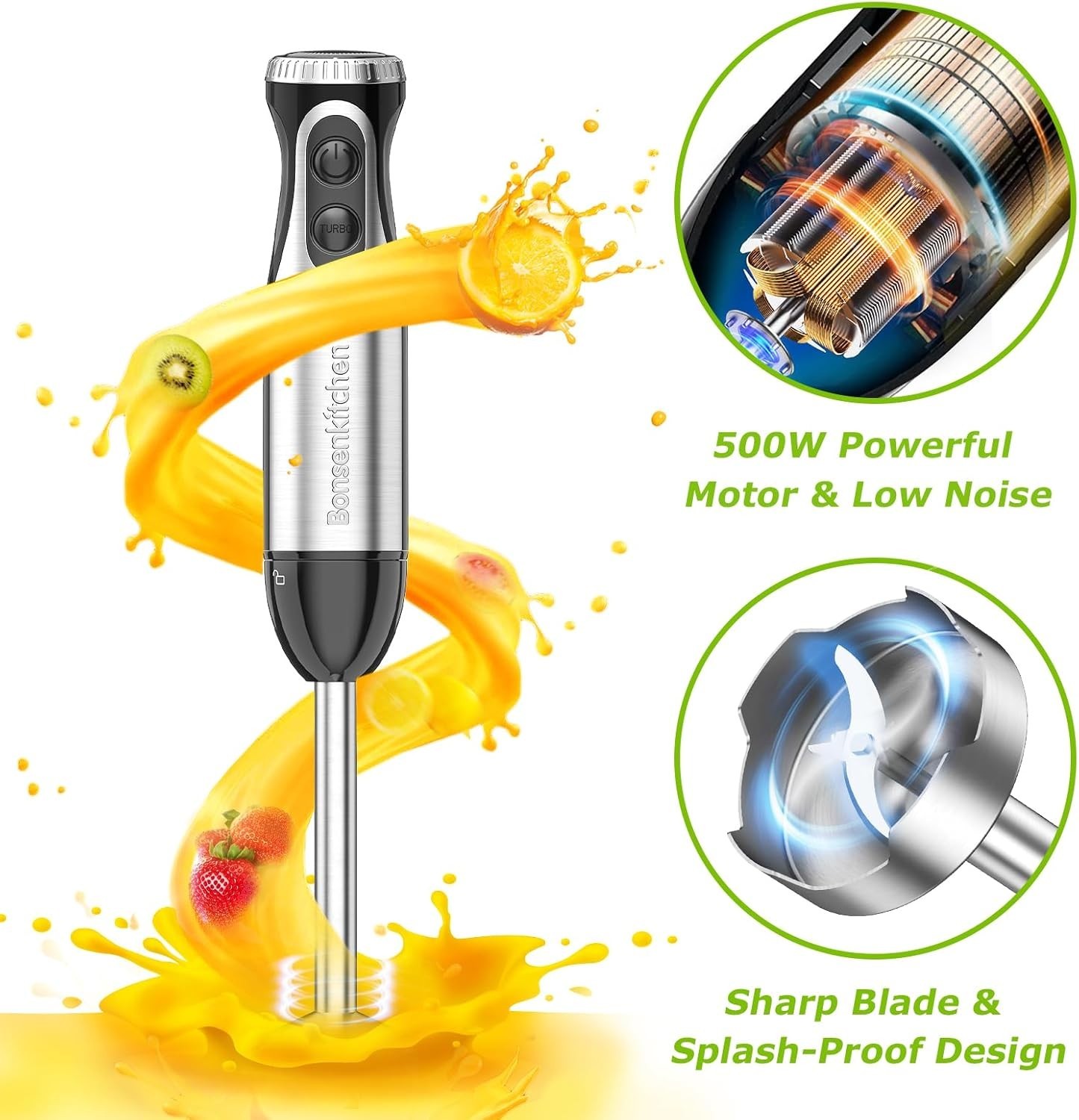 Effortless Blending: 4-in-1 Immersion Blender with Turbo Mode & Easy Cleanup