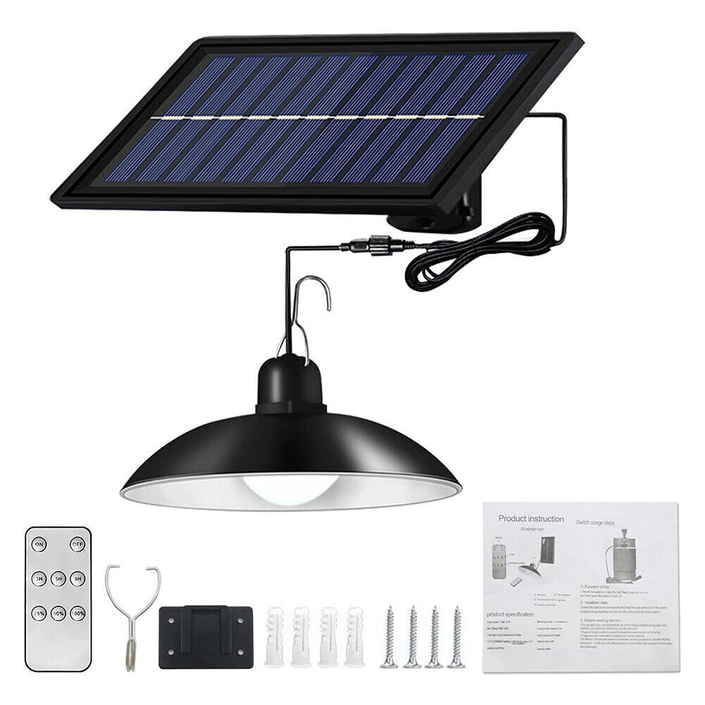 30 LED Solar Pendant Hanging Light Dimmable Outdoor Indoor Garden Yard Shed Lamp