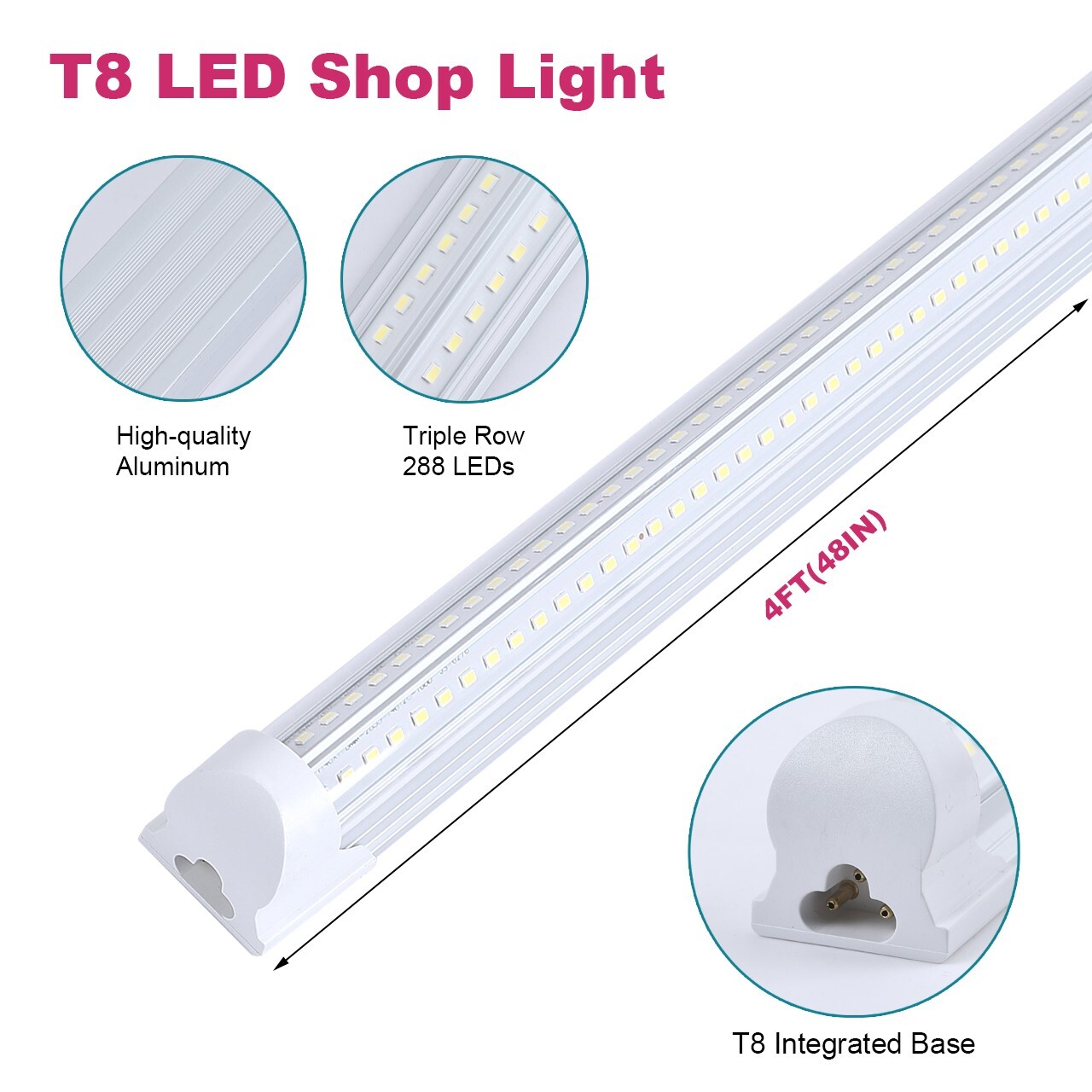 12 Pack 4FT 60W LED Linkable Shop Ceiling Light Super Bright Daylight 6000K
