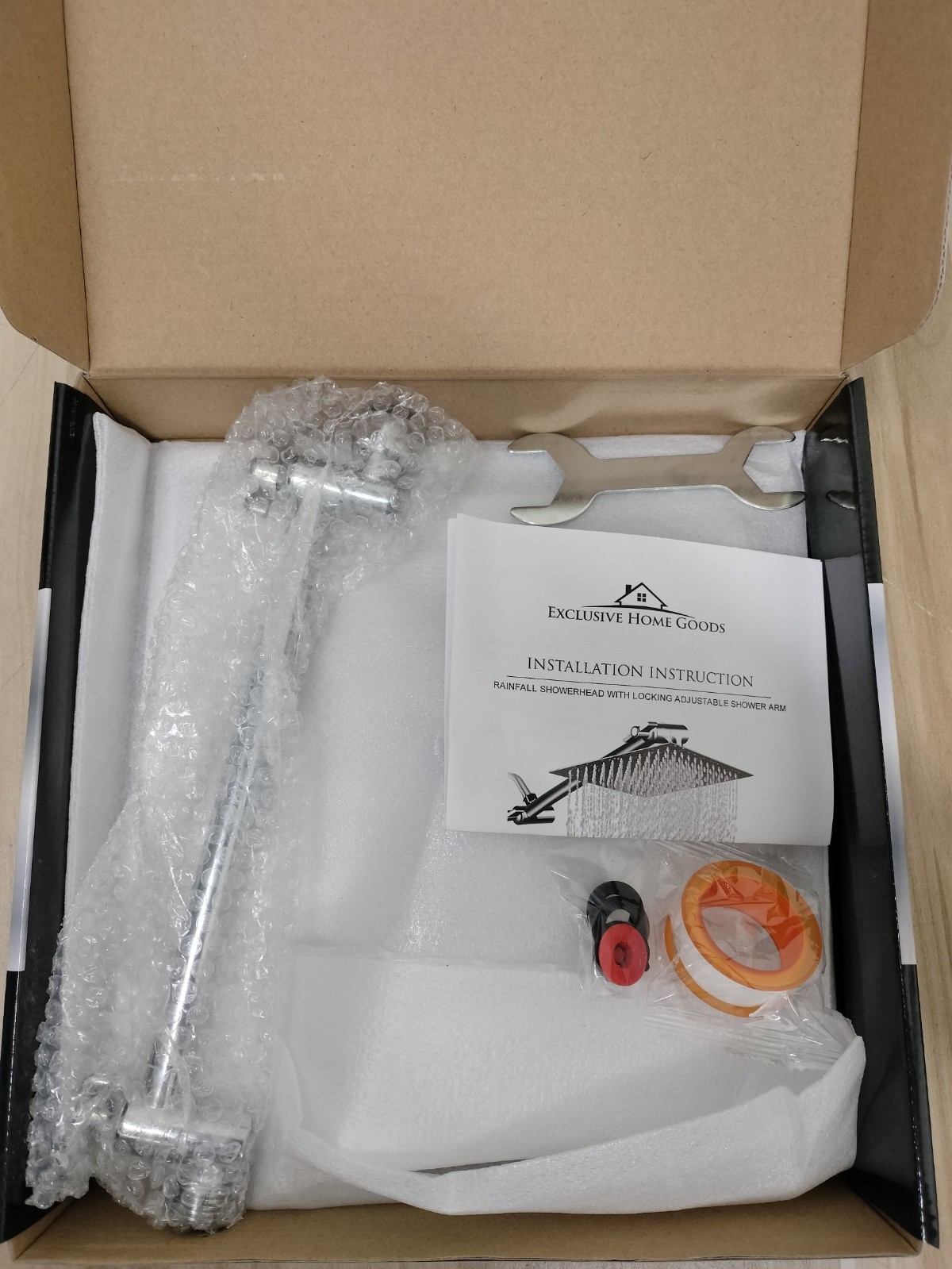 Luxury 10" Square Rainfall Shower Head Stainless Steel and Arm NEW