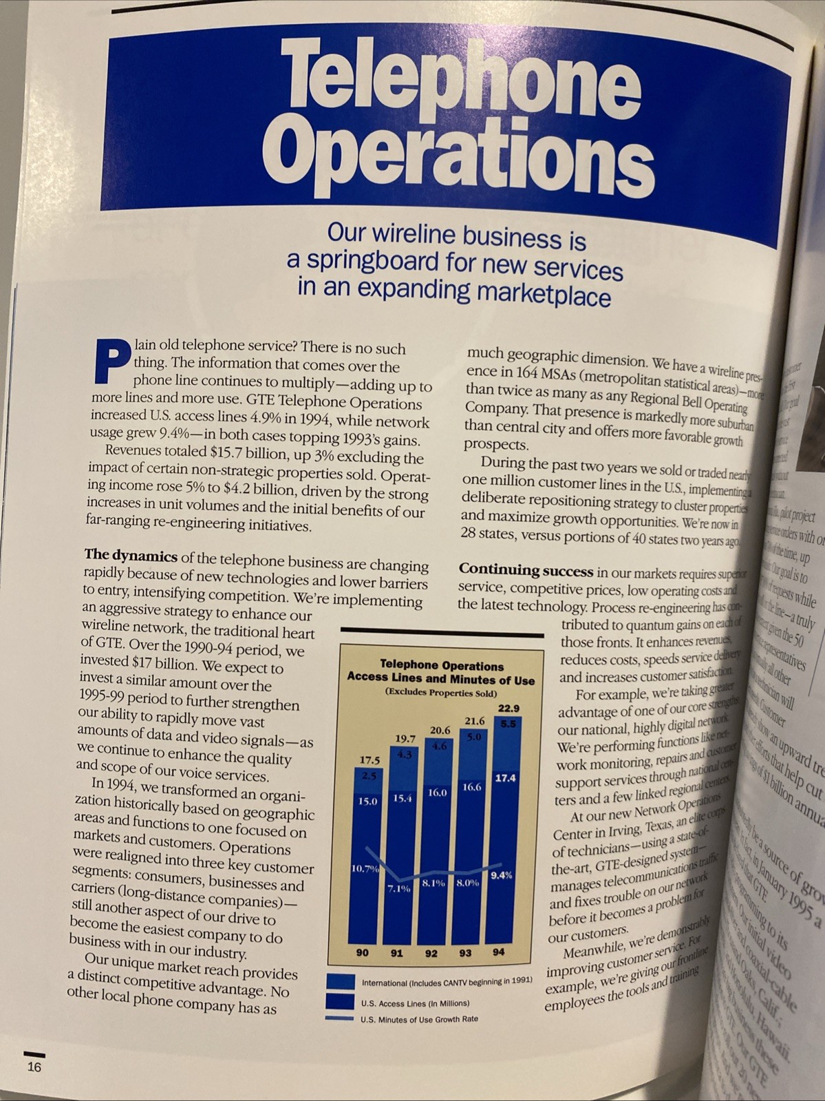 Vtg 1994 Annual Report GTE Corp Stamford, CT 49 pgs Full Color SEC From 10K