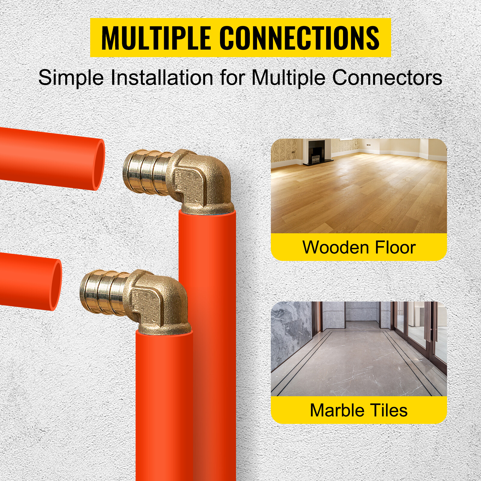 VEVOR 1/2"x1000ft Pex Tubing Oxygen Barrier Red Pex-B Pipe Radiant Floor Heat