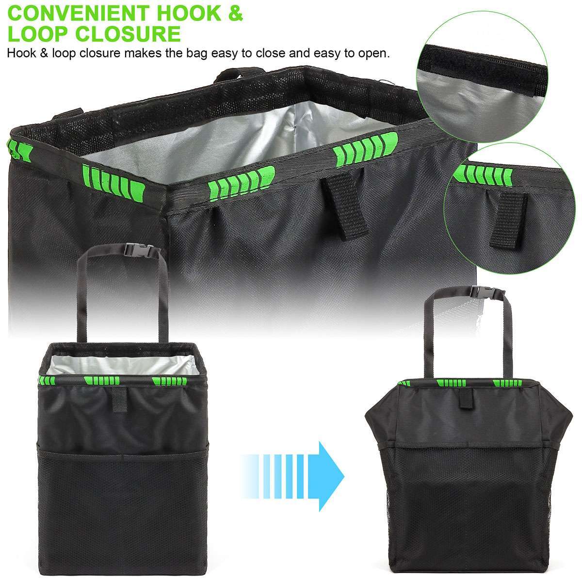 Car Trash Can Garbage Bin Bag Organizer for Vehicles Leak Waterproof Portable US