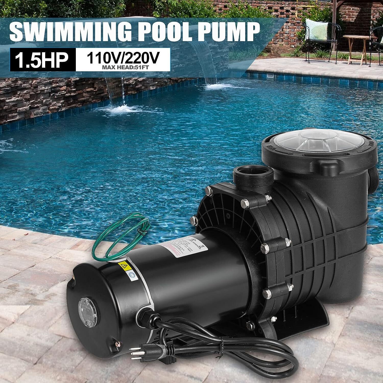 1.5HP Swimming Pool Pump Motor Hayward w/Strainer Generic In/Above Ground