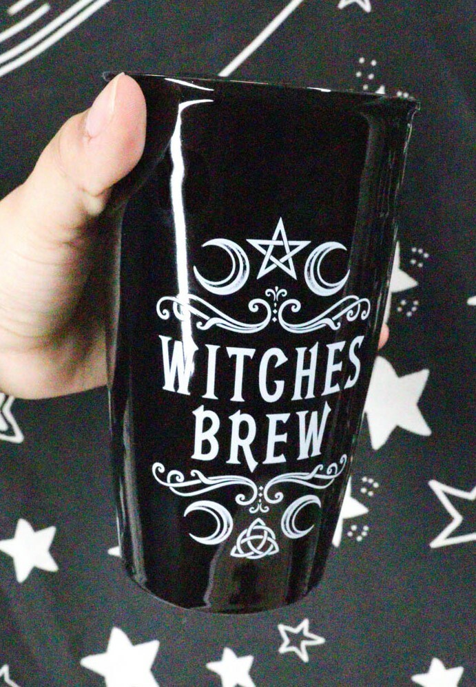 Ebros Gothic Triple Moon Pentacle Witches Brew Ceramic Travel Mug Coffee Cup