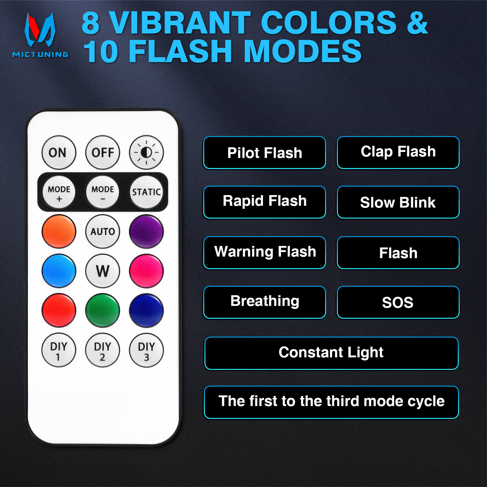 16 PCS Wireless LED Strobe Lights 8 Colors USB Rechargeable Anti-Collision Lamps