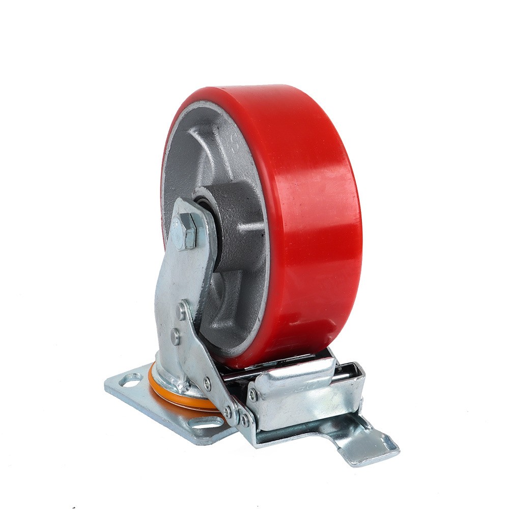4 Pack 6 Inch Heavy Duty Red Caster Wheels Swivel Plate Total Lock Brake