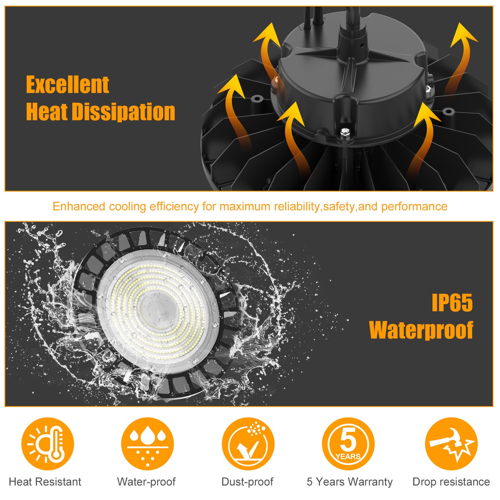 150W UFO LED High Bay Light 5000K 22500LM Factory Warehouse Lamp Dimmable -10PCS