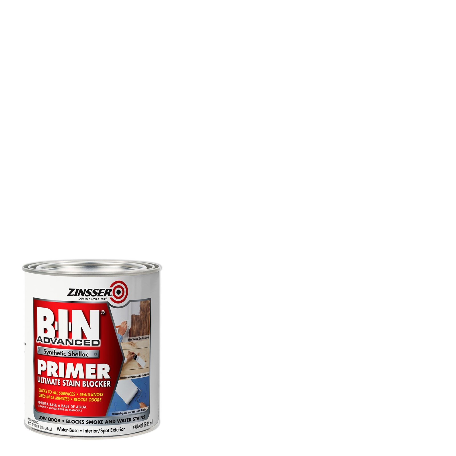 Zinsser, B-I-N Advanced Synthetic Shellac Primer, 1 Quart White- 271009