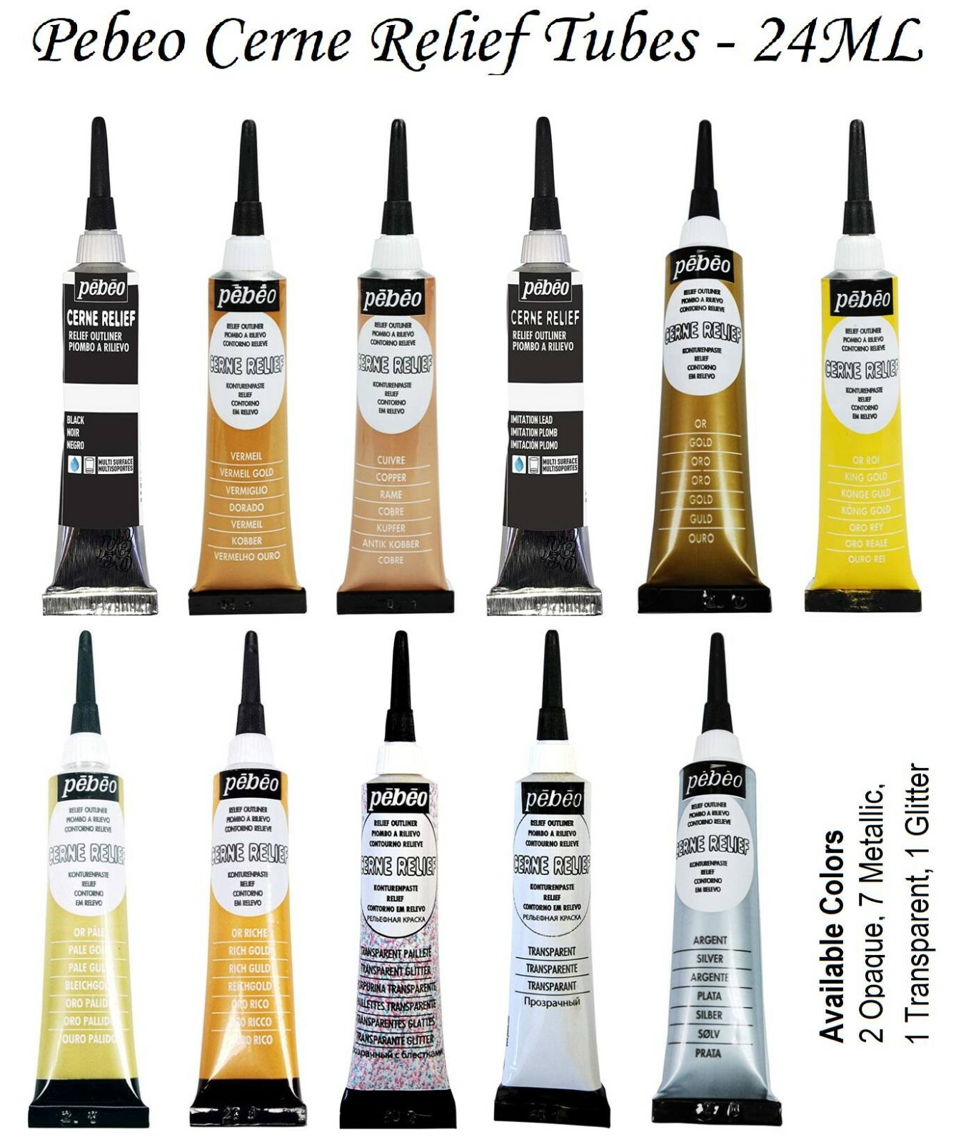 Pebeo Cerne Relief 20ml Outliner Tubes, Choose Colors