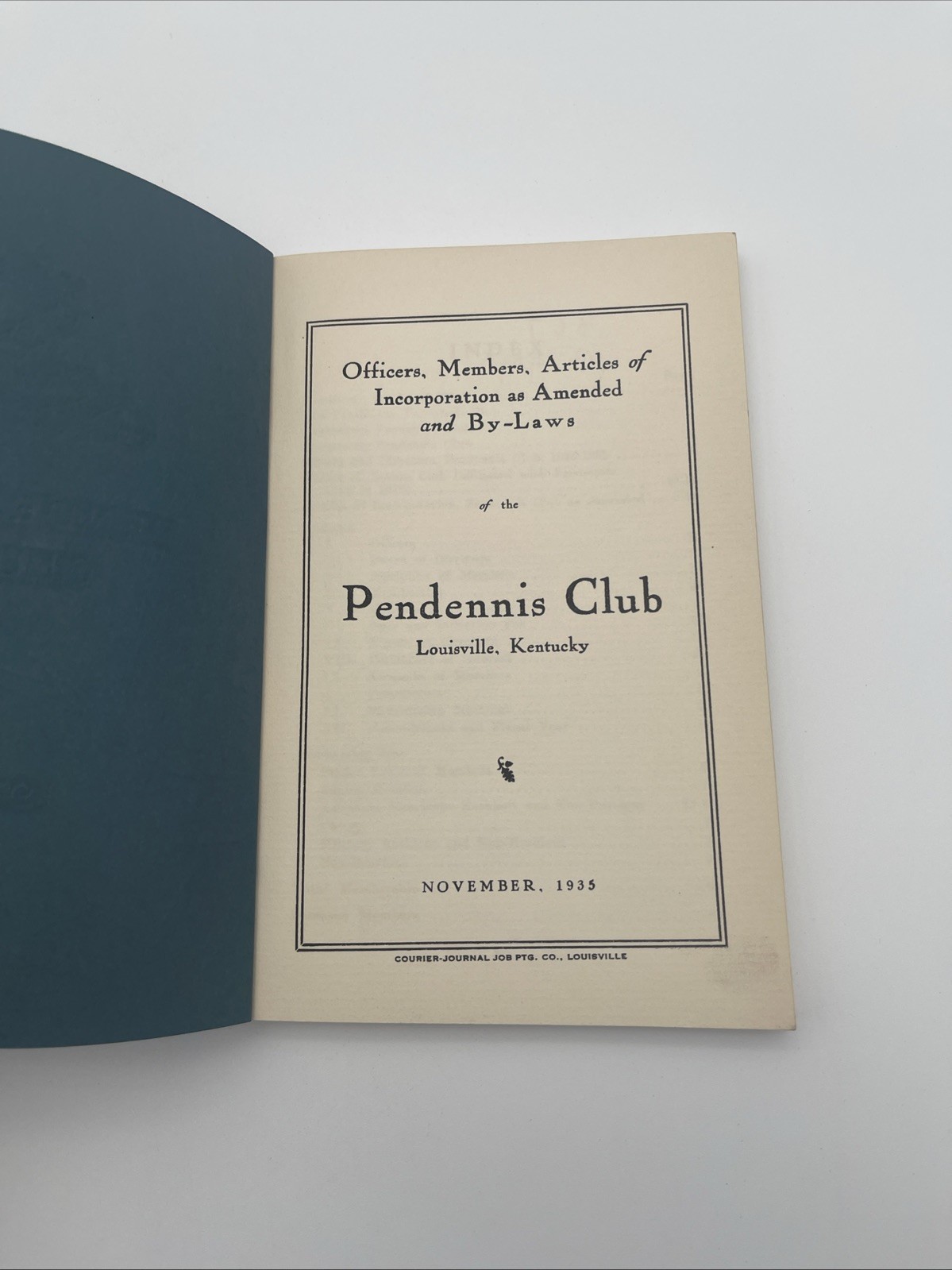 Officers, Members, By-Laws Of The Pendennis Club Louisville KY 1935