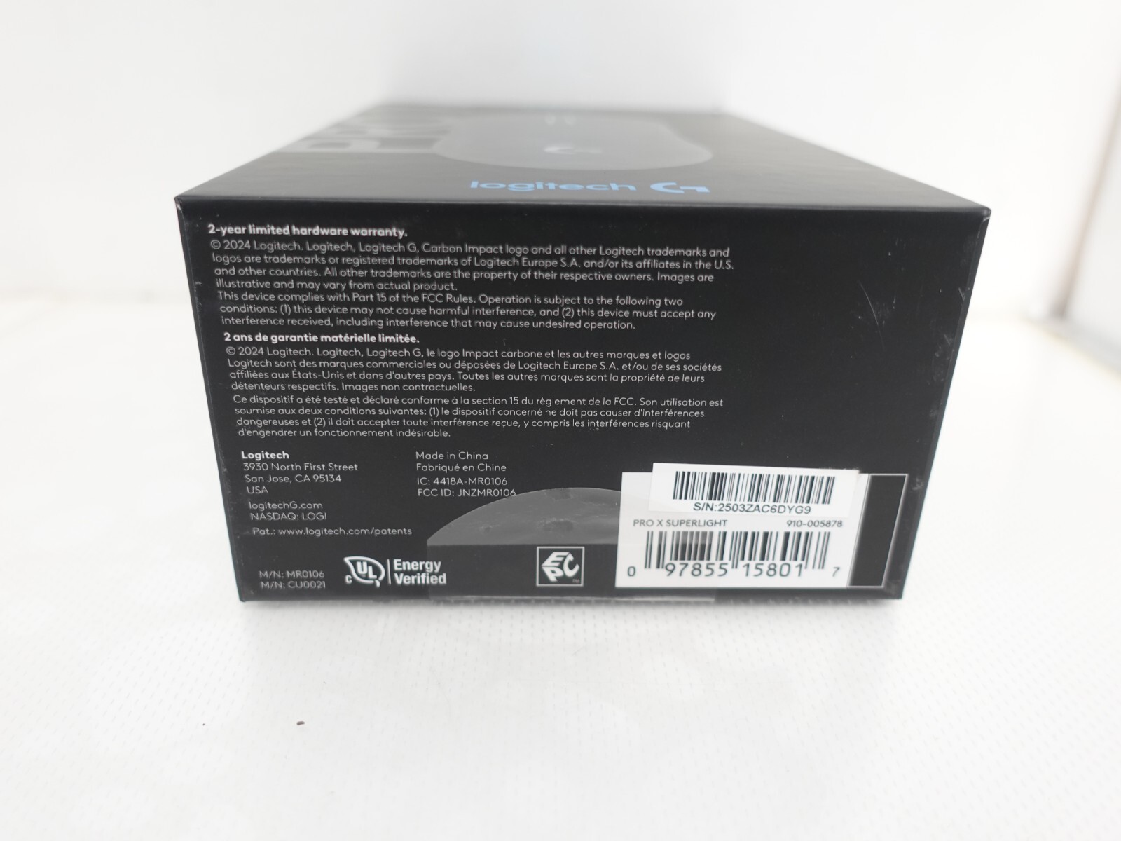 Logitech PRO X SUPERLIGHT Wireless Gaming Mouse, Black