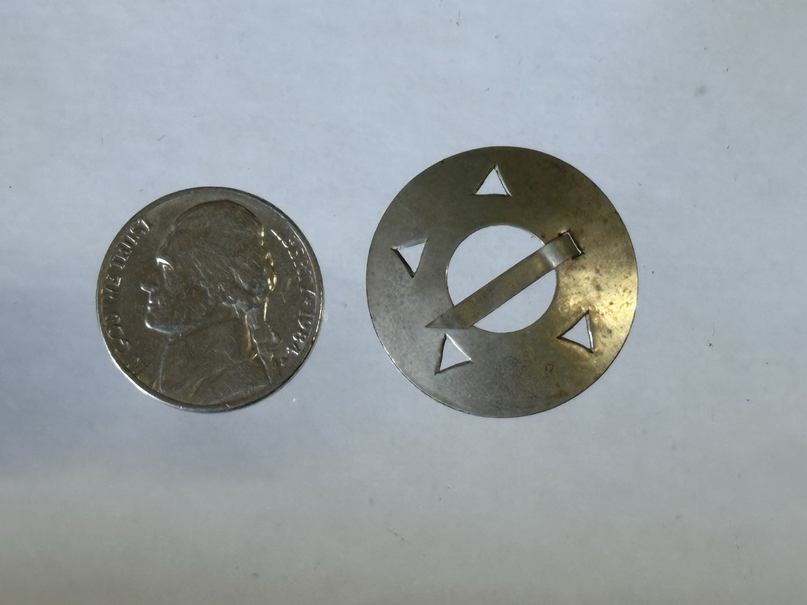 1700's SILVER FUR TRADE ERA DECORATED BROOCH ENGRAVED GORGET PIN ~ NICE EXAMPLE