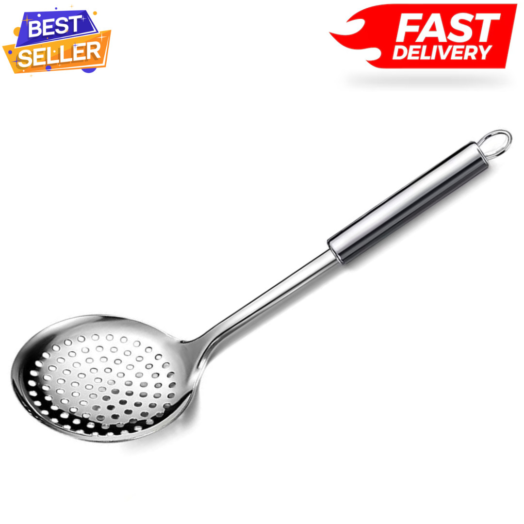 Stainless Steel Cooking Skimmer - Slotted Spoon for Straining, Ideal for Kitchen