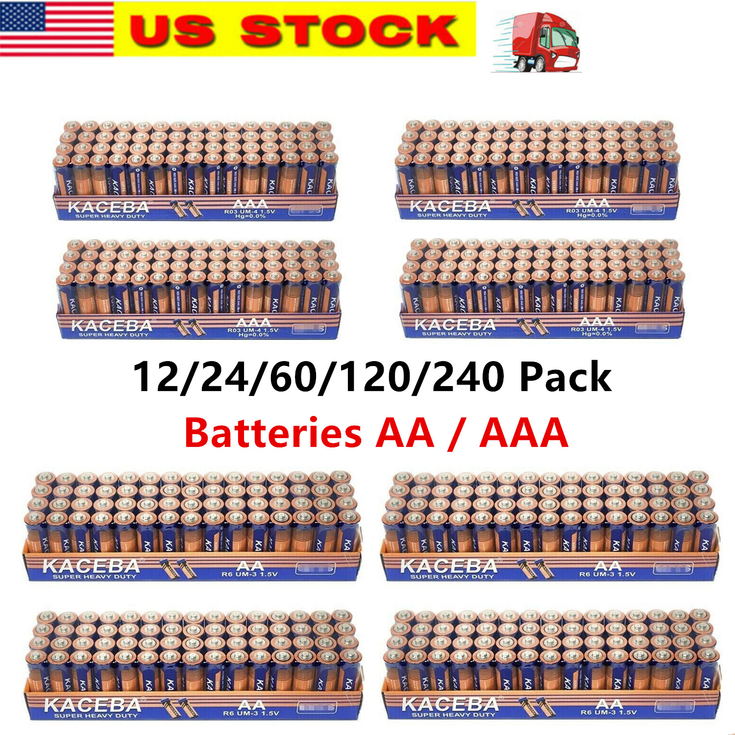Lot of 12/24/60/120 Pack AA AAA Batteries Extra Heavy Duty 1.5v Lots New Fresh