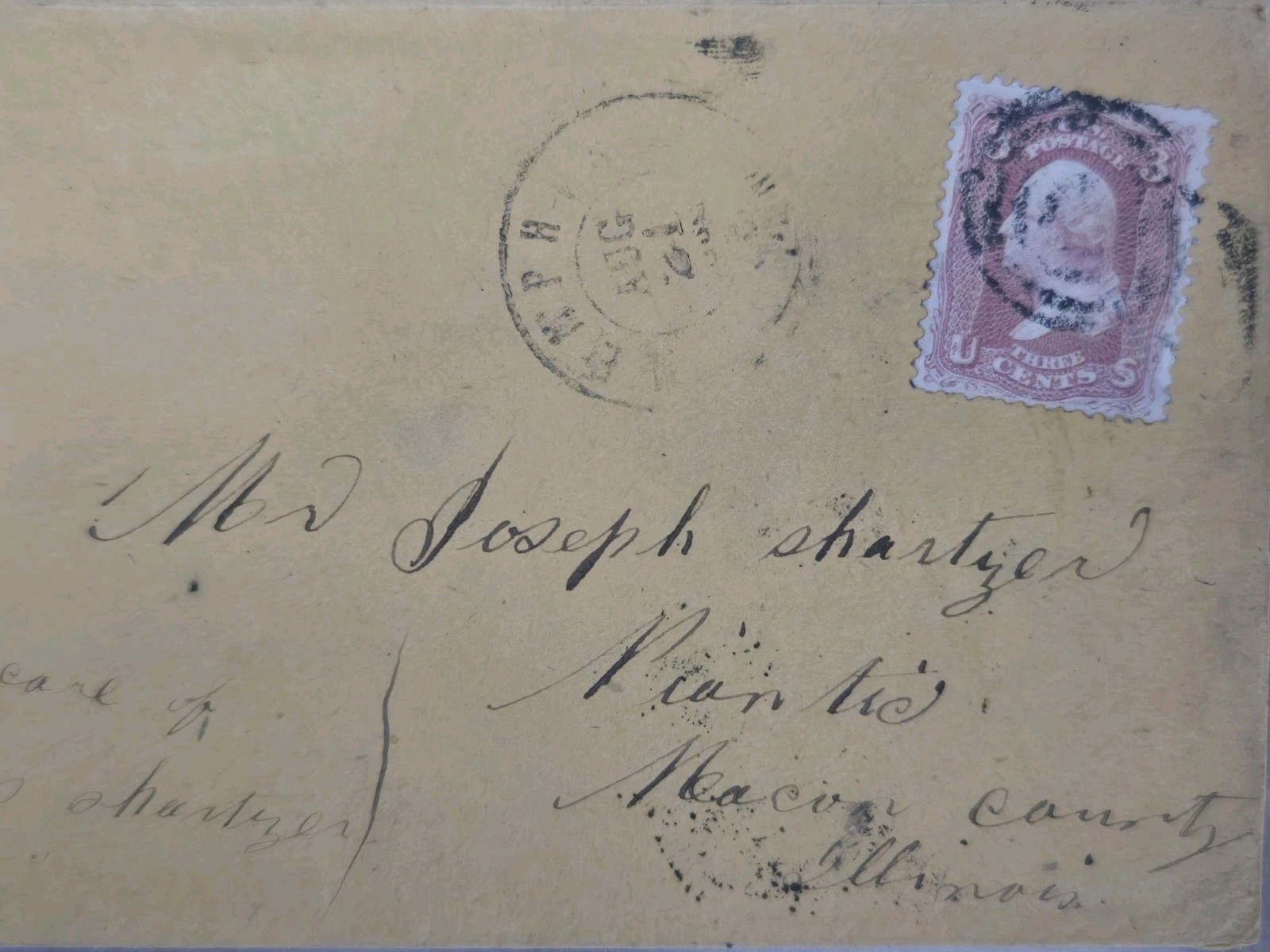 Civil War envelope ONLY Postmark Memphis & Cairo, Ill w/ Red Seal Aug 24, 1862