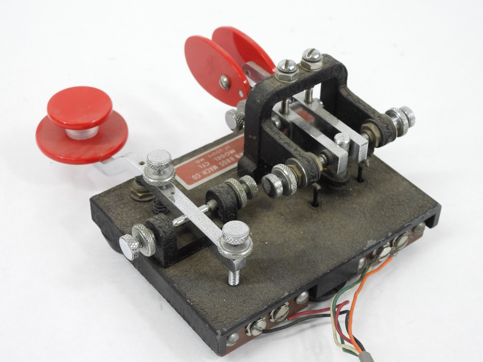 Brown Bros Mach CTL Vintage Ham Radio Double Straight Paddle Key + Cable (nice)