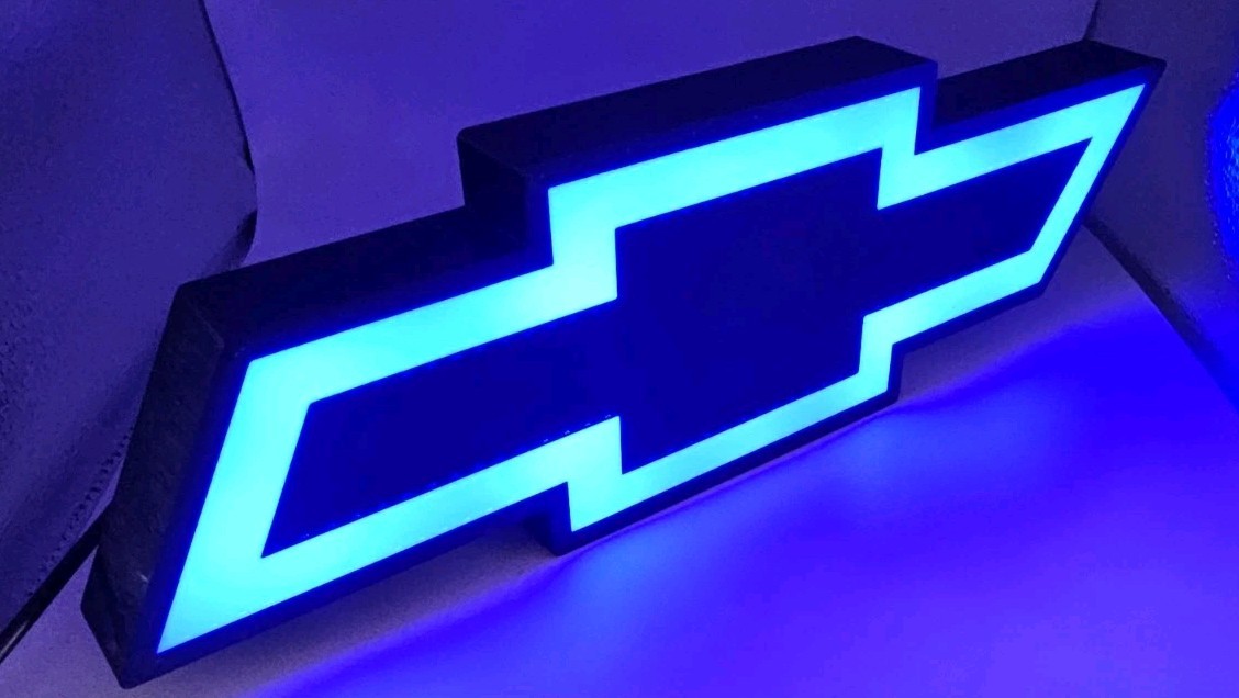 Chevy Chevrolet Light Sign Decor Man Cave Desk LED Lightbox USB Powered shop