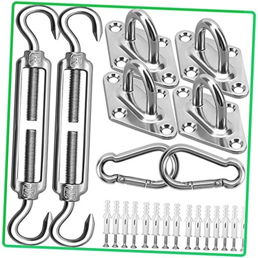 Sun Shade Sail Hardware Kit - 6 Inch 304 Stainless Steel Sunshades light silver