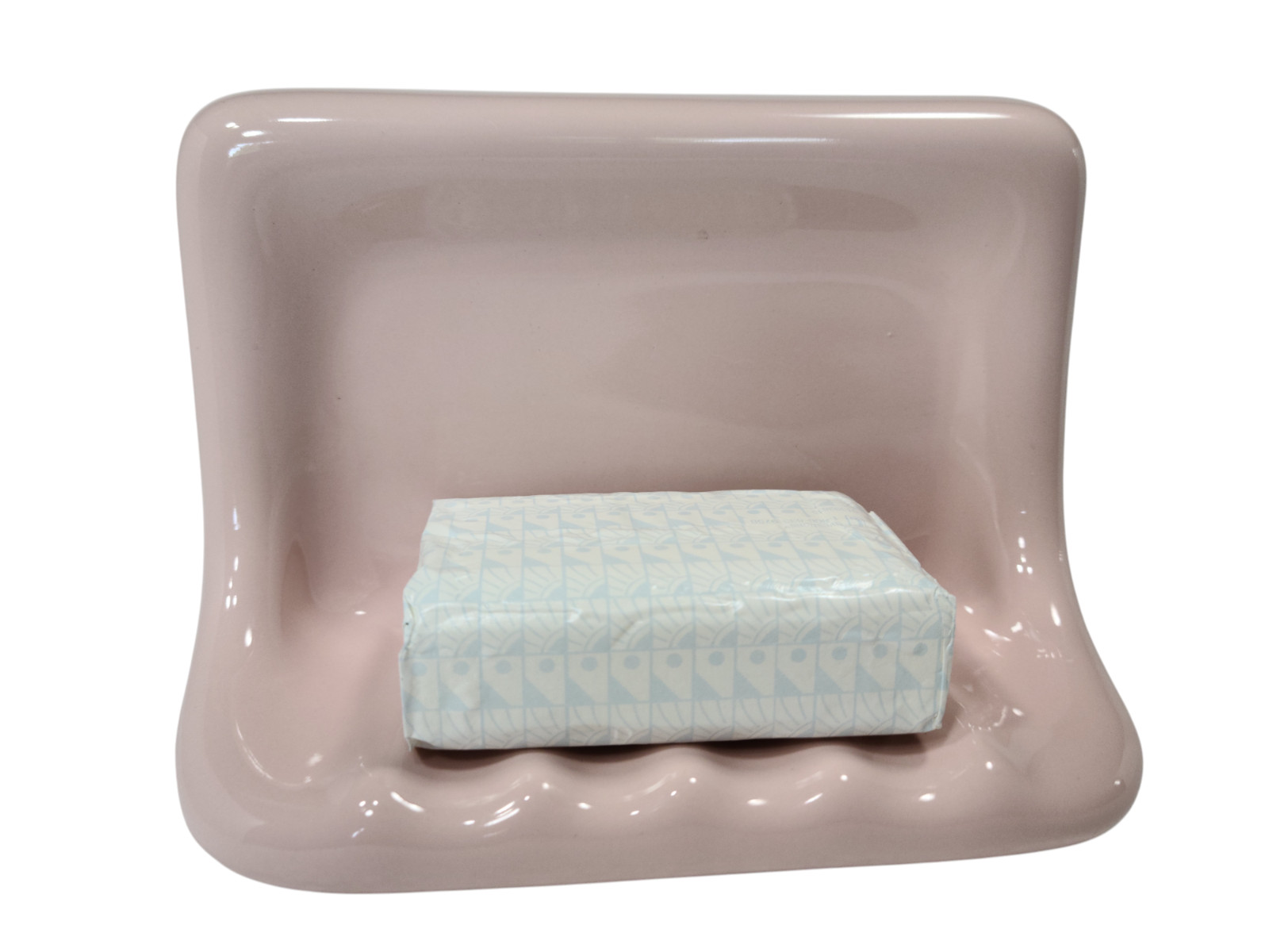 Vintage Mamie Pink Ceramic Soap Dish Tray Shower Mid Century Modern Color 063