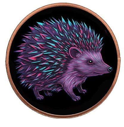 Mystic Night Hedgehog 5 oz Colorized Copper Round in Capsule Mintage 5000