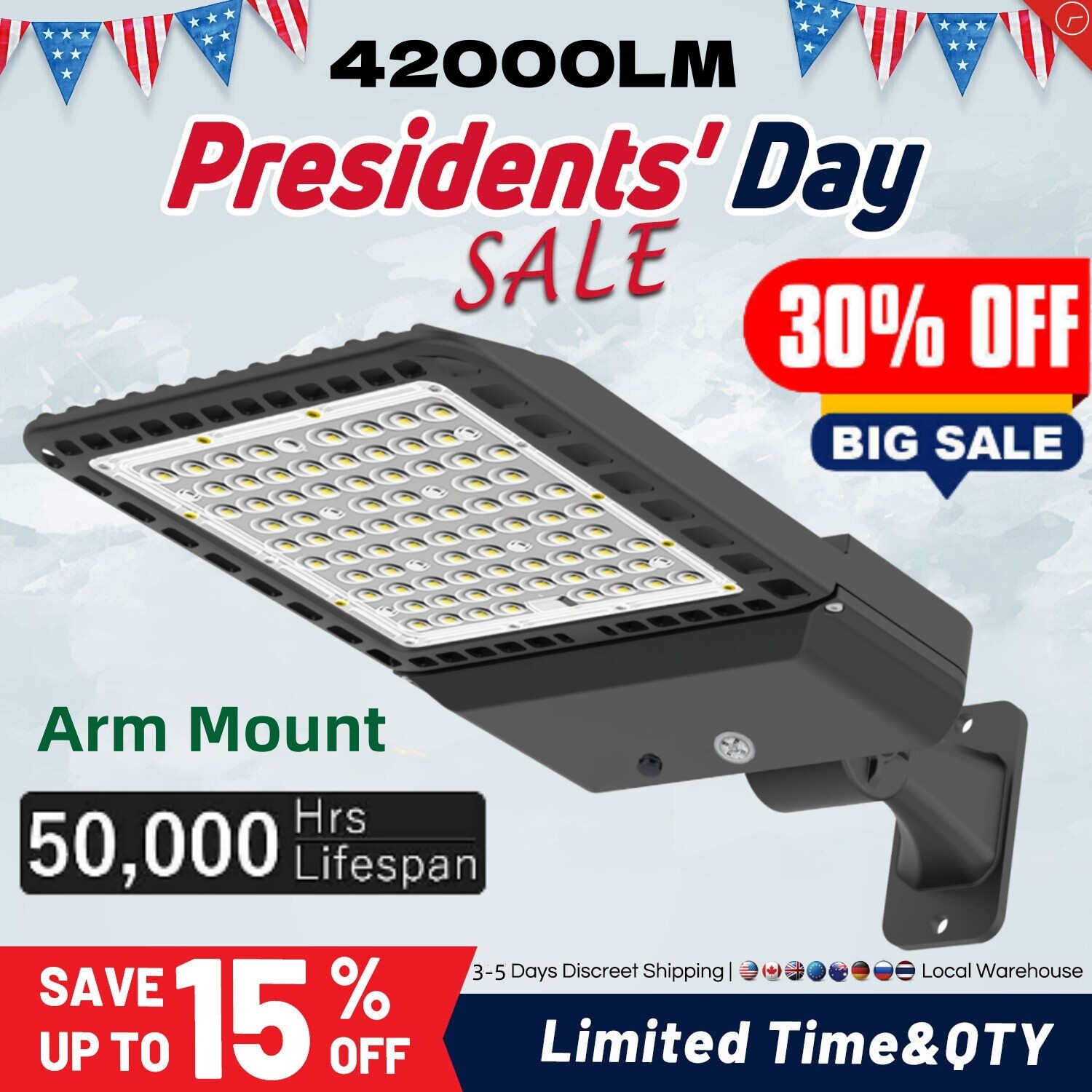 200/300W LED Parking Lot Light Commercial Outdoor IP65 Shoebox Street Pole Lamp