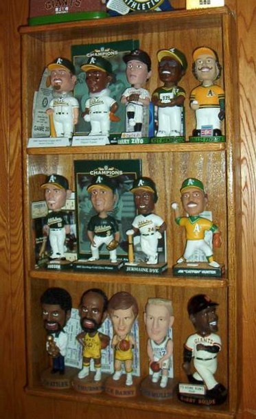 oak bobble head nodder display case plexiglas front new