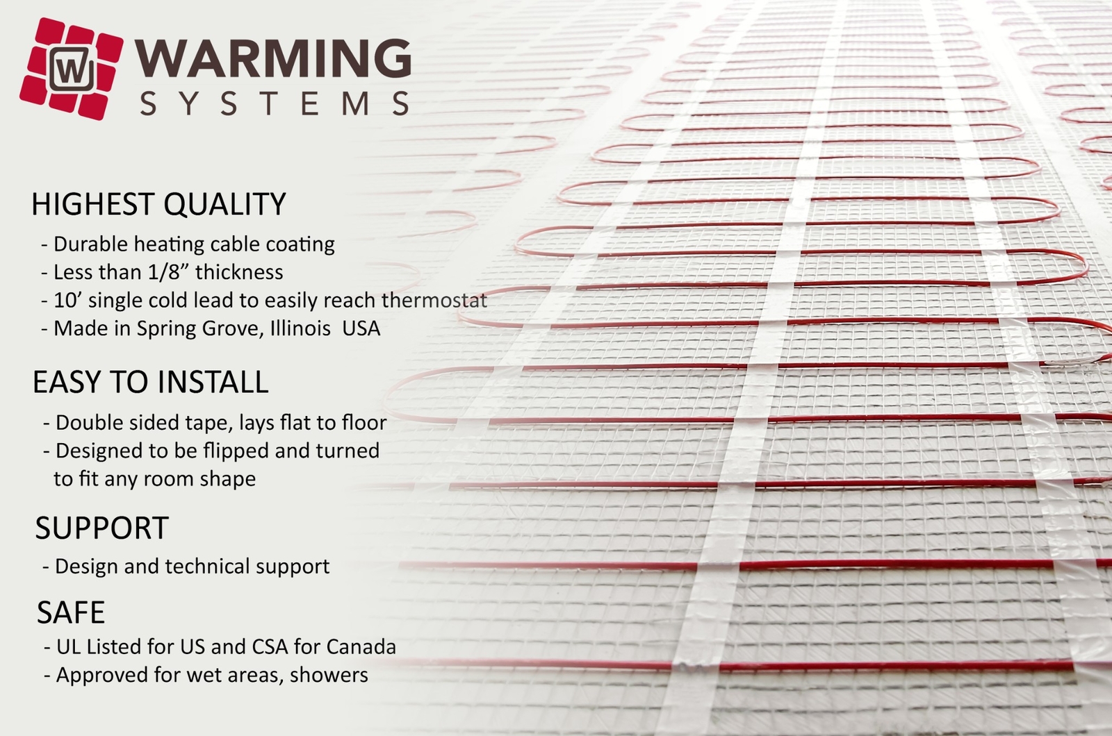 240V Radiant Floor Heat System Electric Mat Tile Warm Heated All Sizes w/Thermo