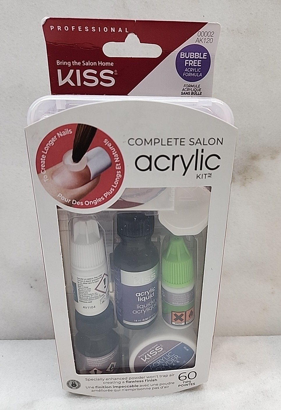 1-,KISS Complete Salon PROFESSIONAL ACRYLIC KIT #ak120 60 Tips
