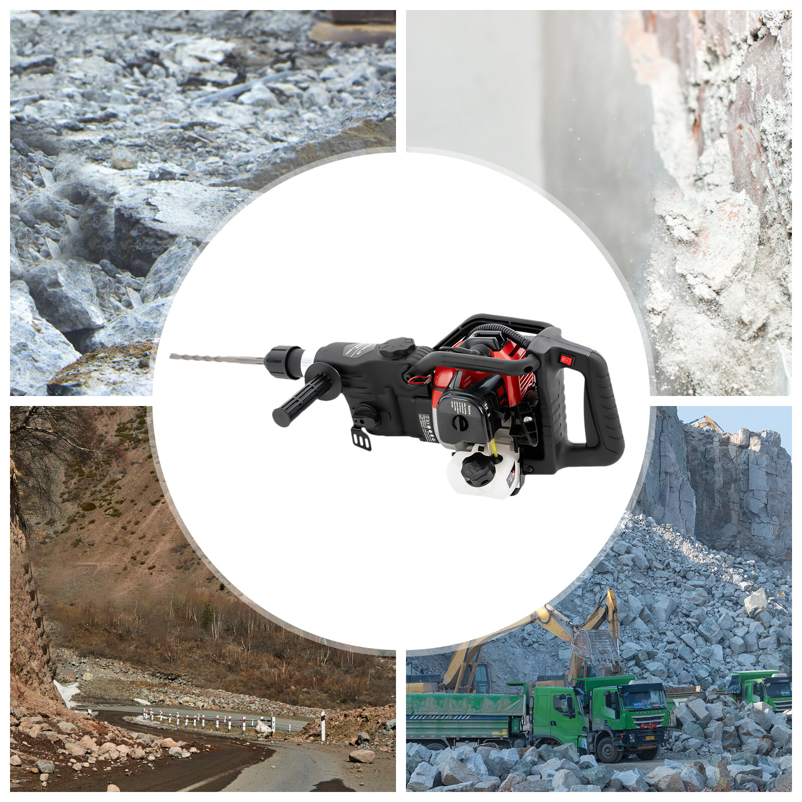 32.6CC 2-Stroke Gas Powered Concrete Breaker Punch Drill Demolition Jack Hammer