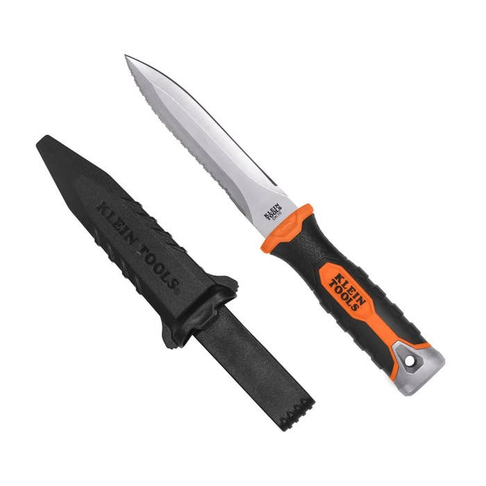 Klein DK16 Duct Knife 5-1/2" SS Double-Edged Blade Impact Resistant Sheath